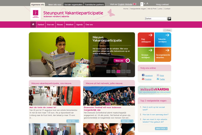 Screenshot website Steunpunt Vakantieparticipatie
