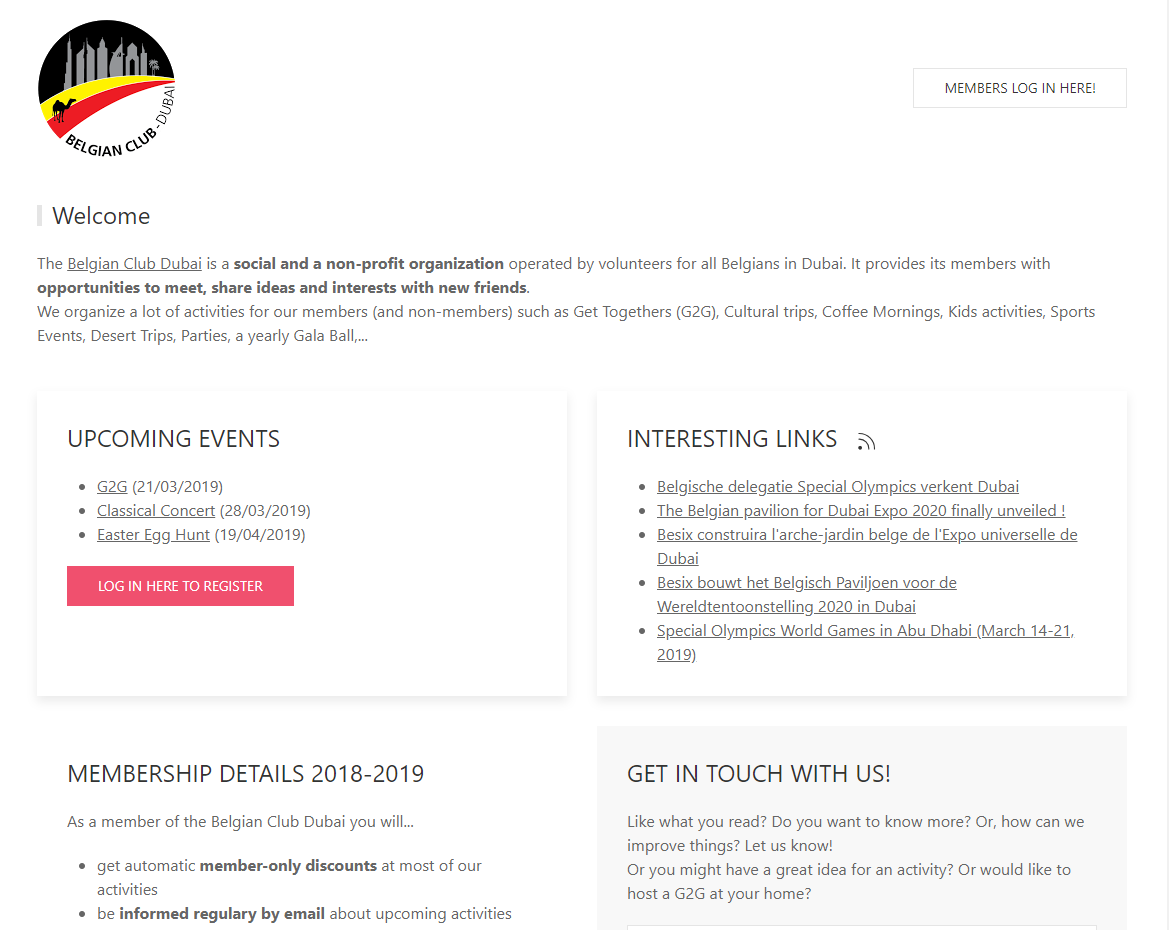 member website Belgian Club Dubai