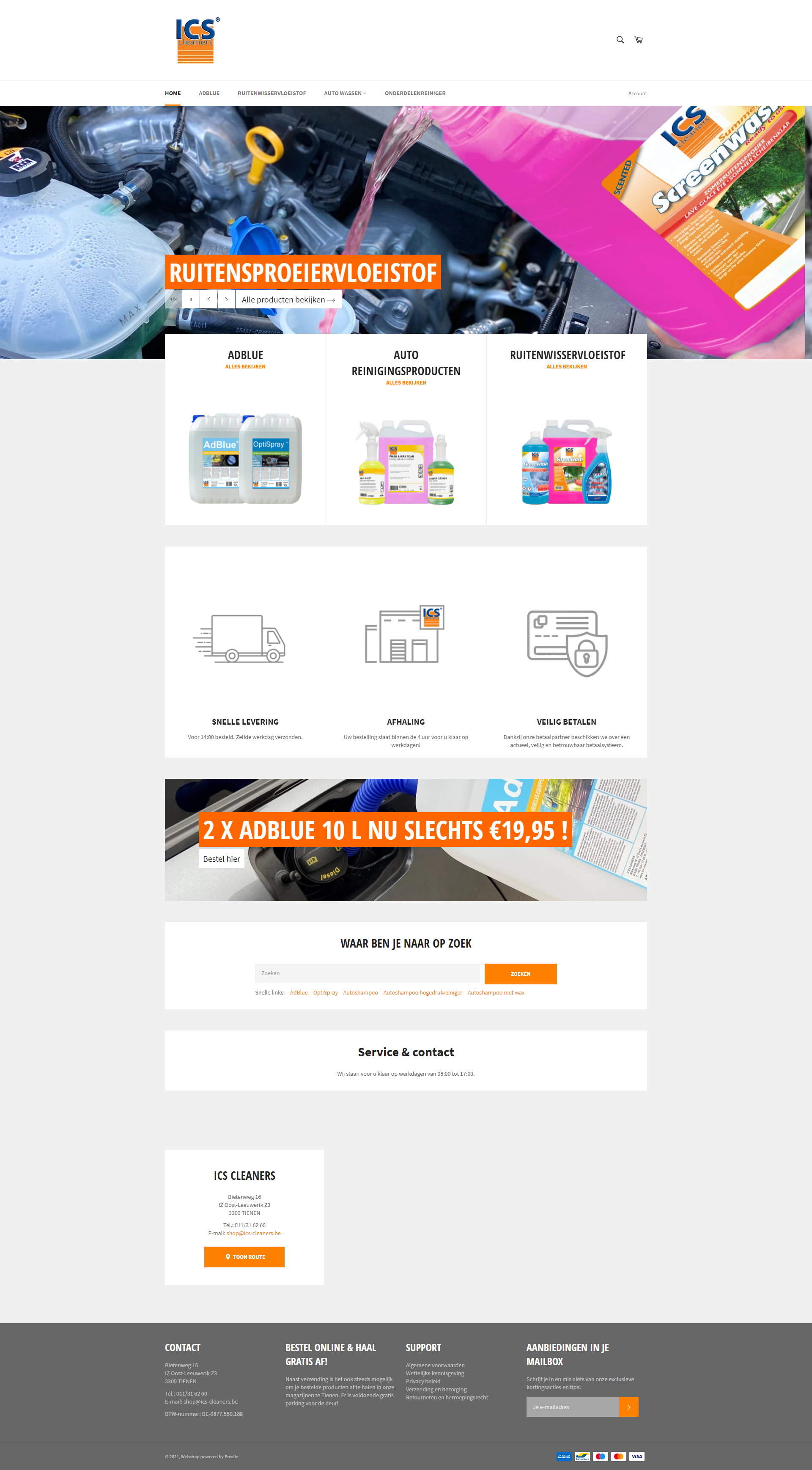 ICS Cleaners webshop screenshot