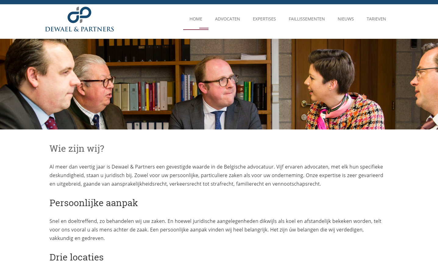 screenshot Dewael & partners website
