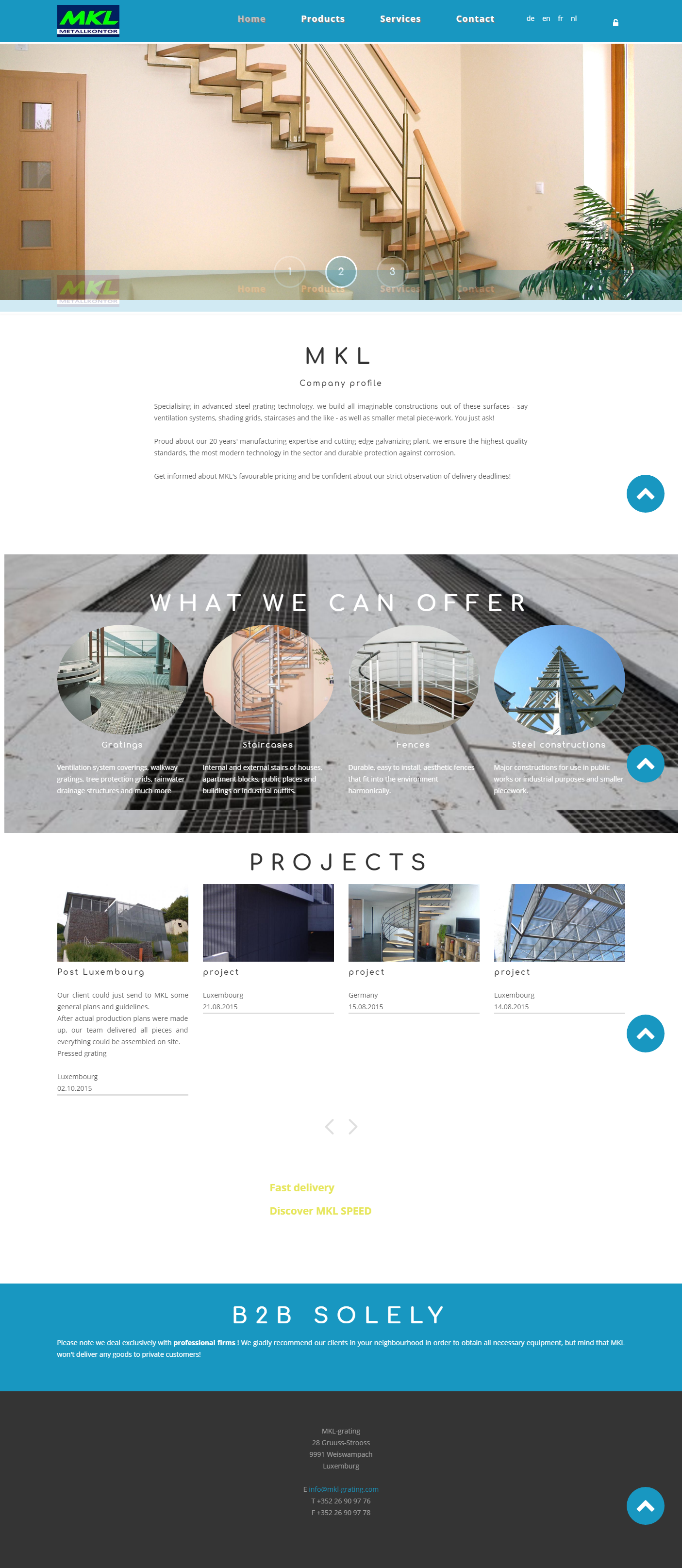 MKL Grating website screenshot